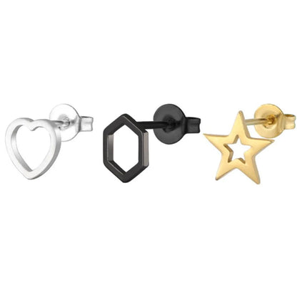 Fashion Triangle Heart Shape Stainless Steel Ear Studs 1 Pair