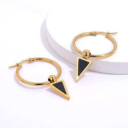 1 Pair Fashion Triangle Gold Plated Stainless Steel Gold Plated Drop Earrings