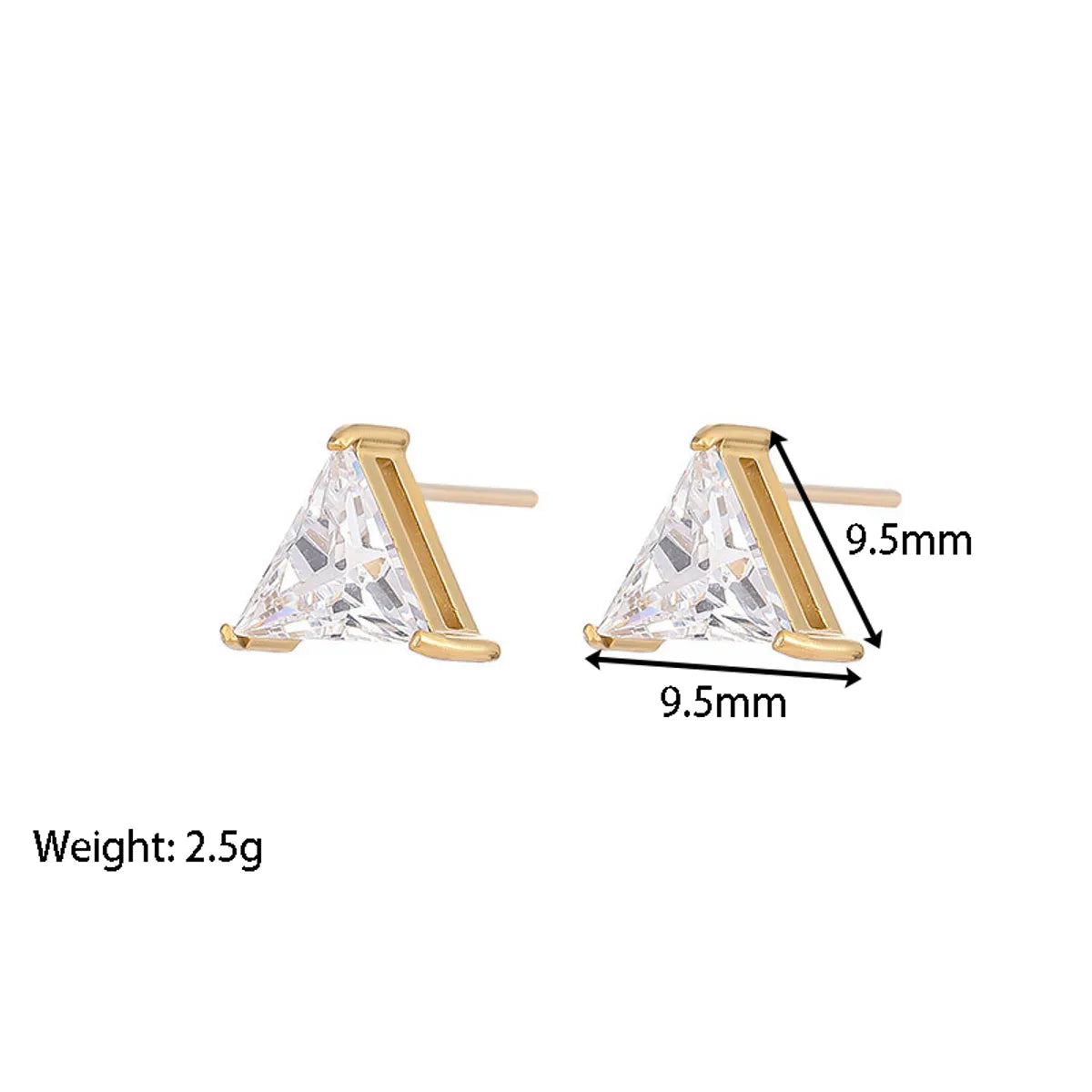 Fashion Triangle Titanium Steel Inlay Zircon Ear Studs 1 Pair