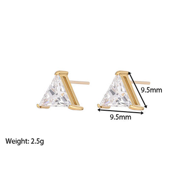 Fashion Triangle Titanium Steel Inlay Zircon Ear Studs 1 Pair