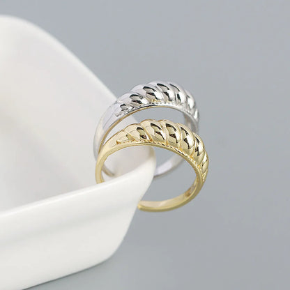 Fashion Twill Croissant Ring S925 Silver Retro Open Ring