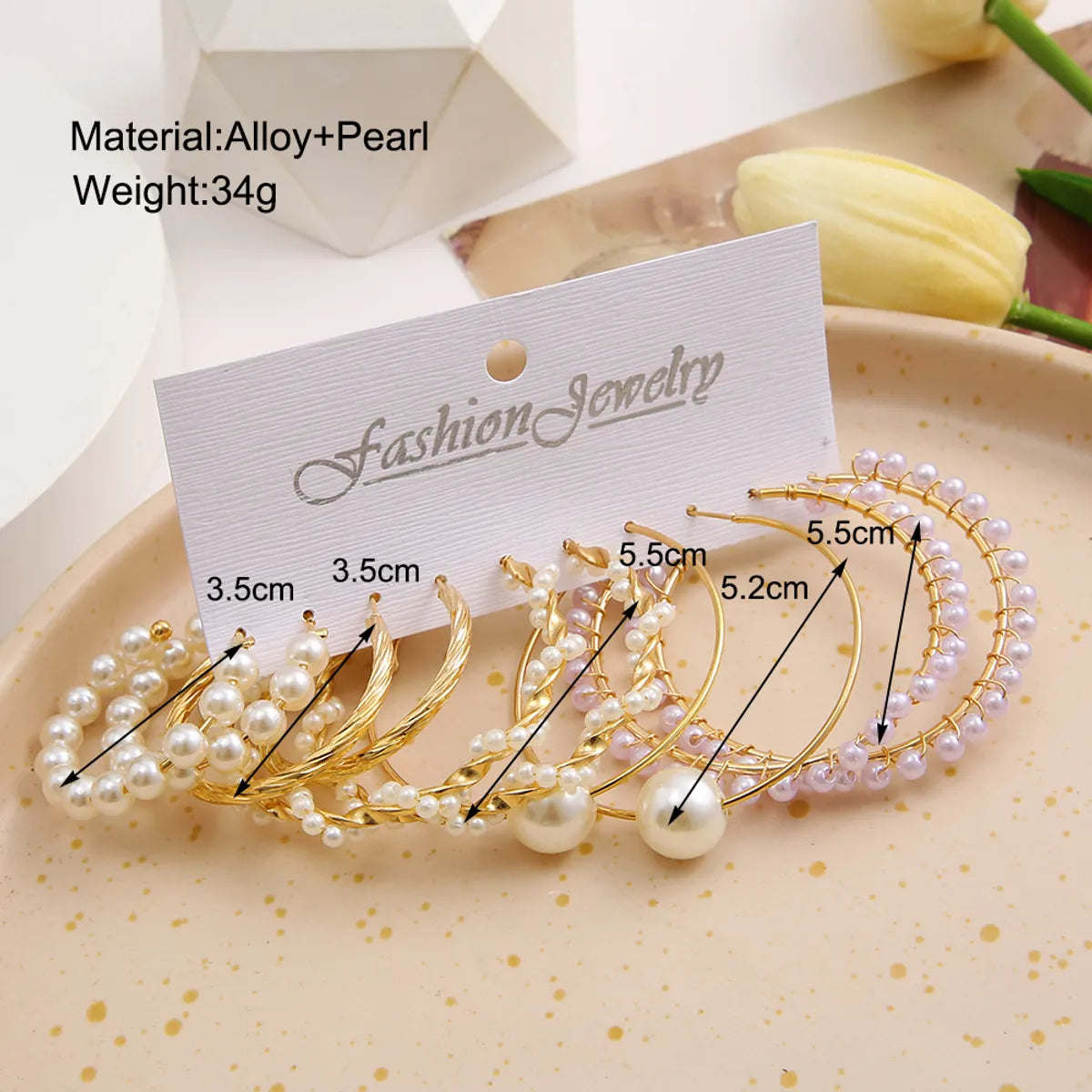 Fashion Twist Alloy Plating Artificial Pearls Earrings