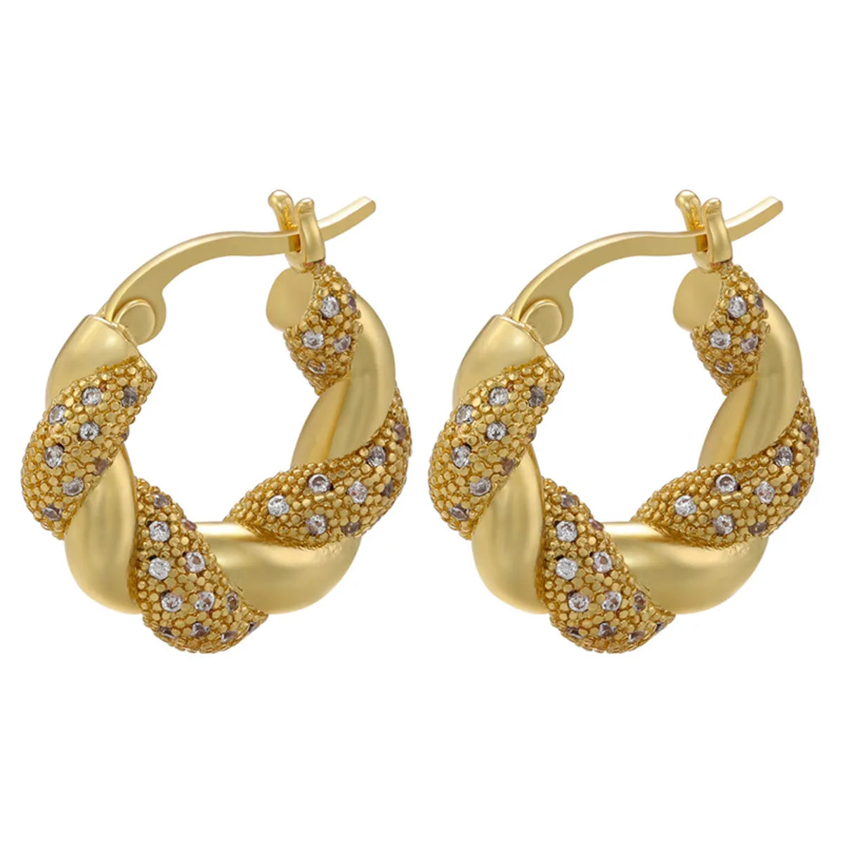 Fashion Twist Gold Plated Plating Inlay Zircon Earrings