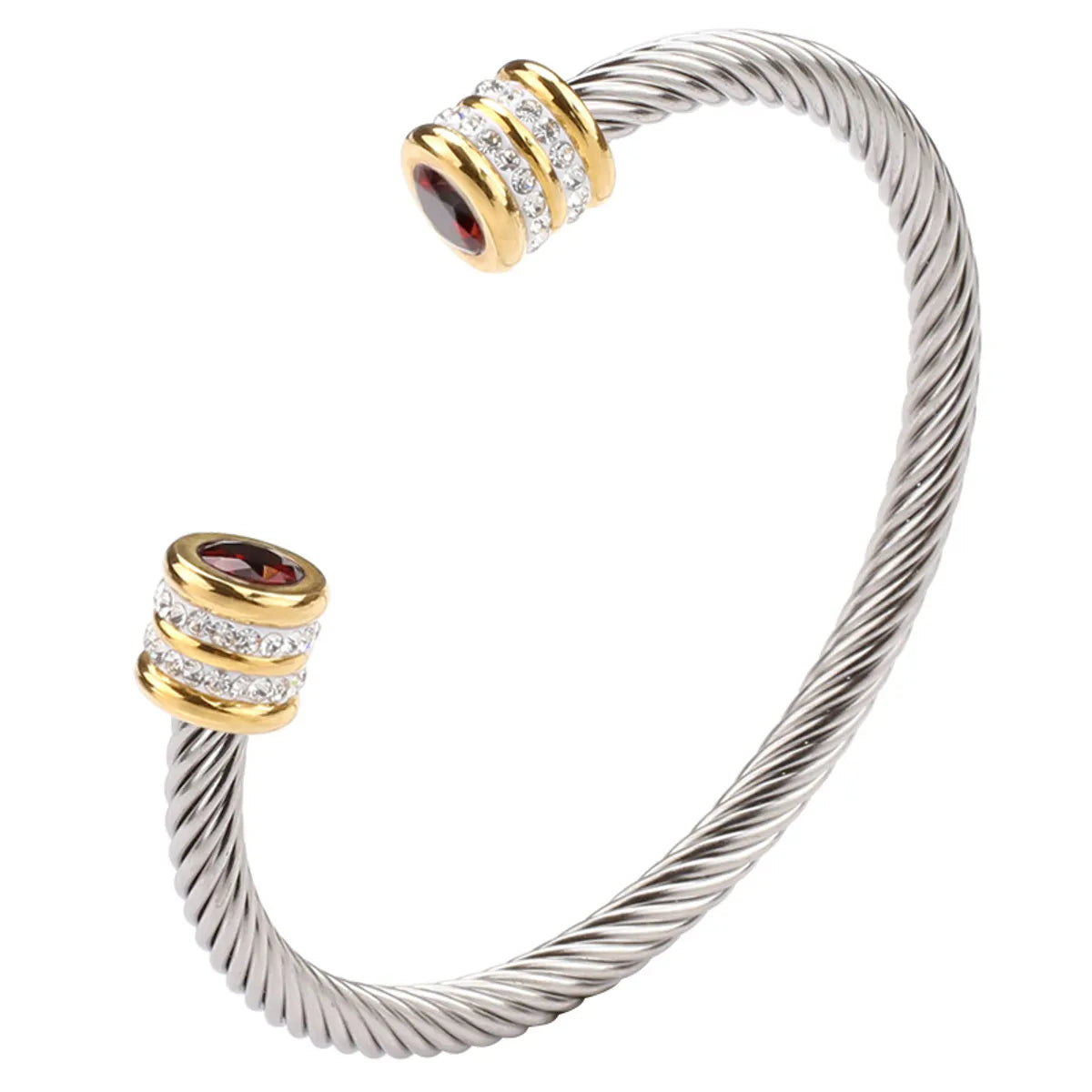 Fashion Twist Stainless Steel Inlay Zircon Bangle 1 Piece