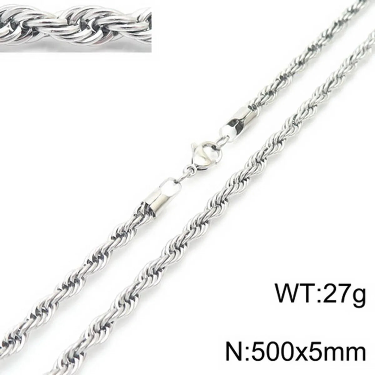 Fashion Twist Stainless Steel Plating Unisex Necklace 1 Piece