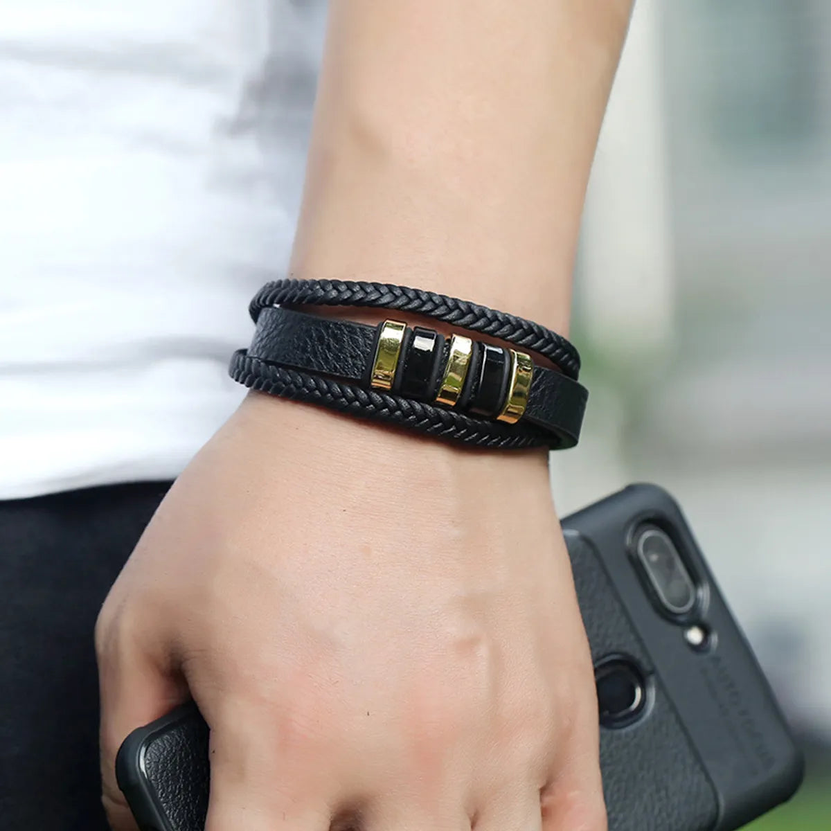 Fashion Geometric Pu Leather No Inlaid Unisex Bracelets