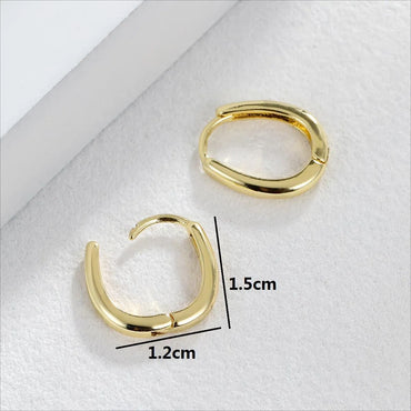 Fashion U Shape Copper Gold Plated Hoop Earrings 1 Pair