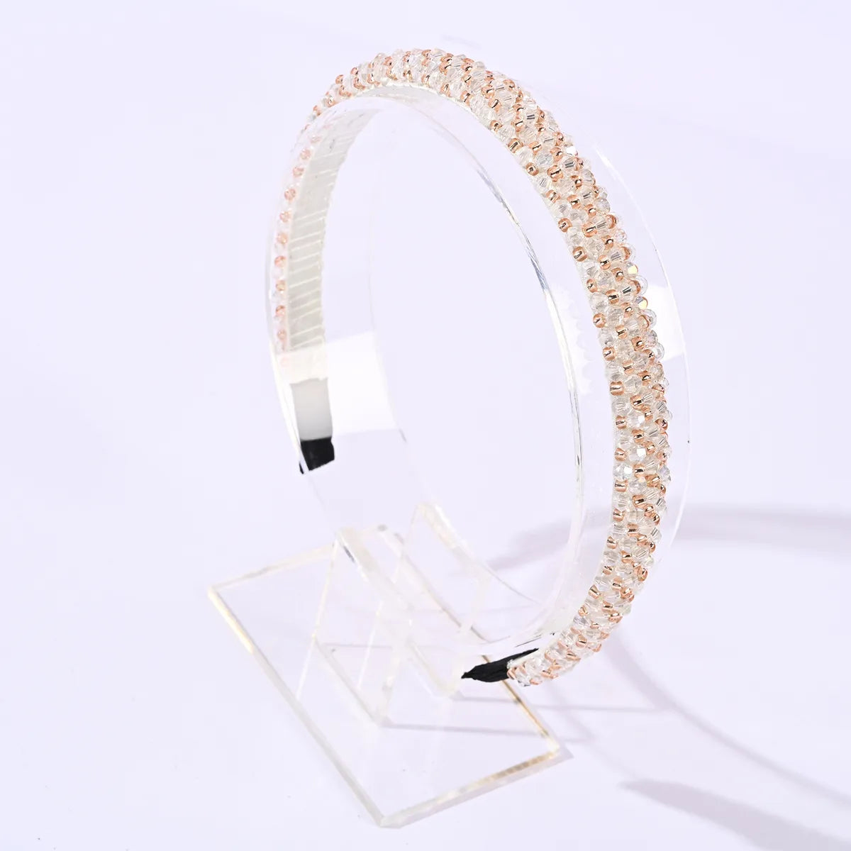 Fashion U Shape Plaid Artificial Crystal Hair Band 1 Piece