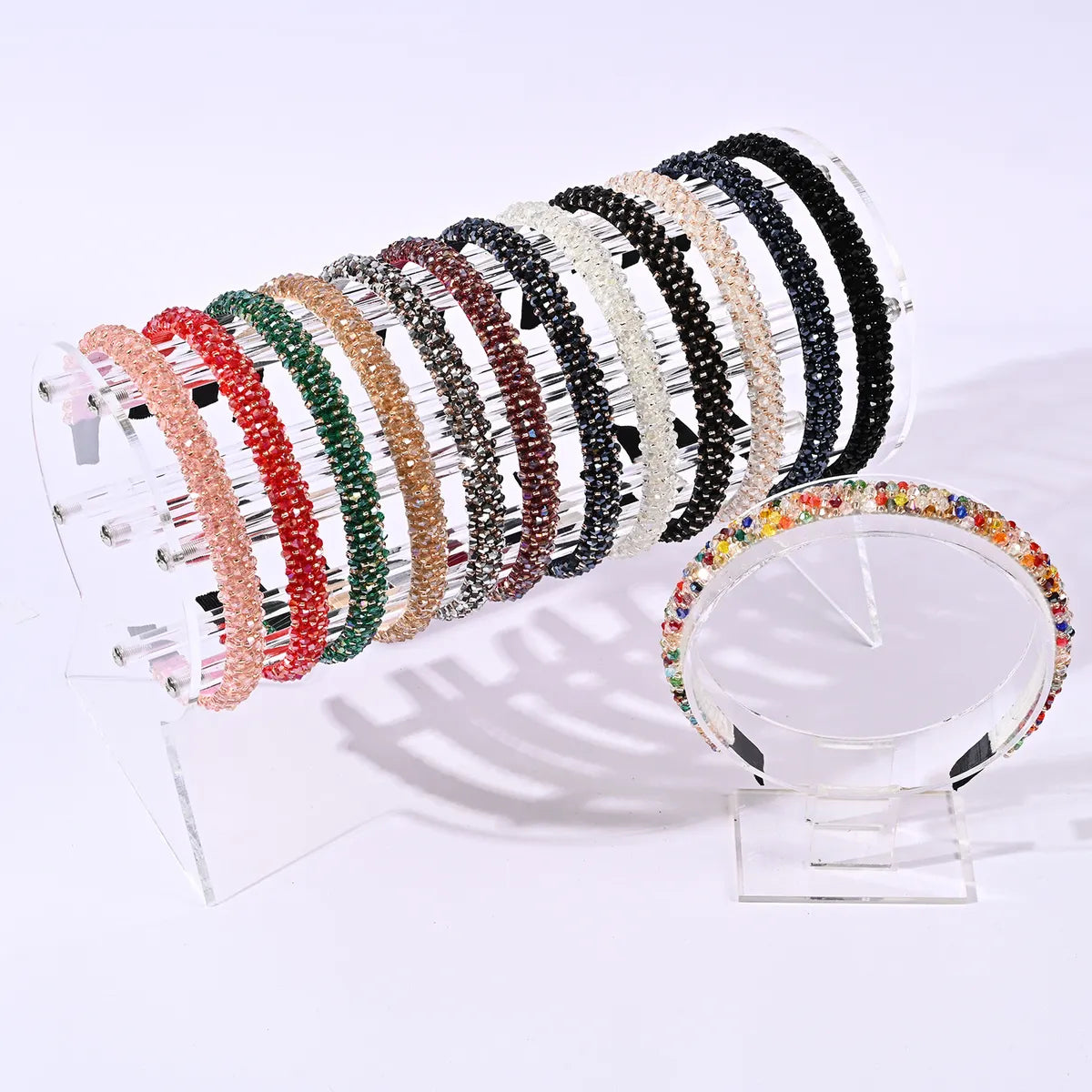 Fashion U Shape Plaid Artificial Crystal Hair Band 1 Piece