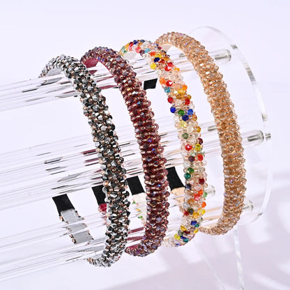 Fashion U Shape Plaid Artificial Crystal Hair Band 1 Piece