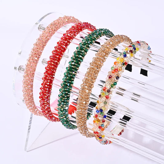 Fashion U Shape Plaid Artificial Crystal Hair Band 1 Piece