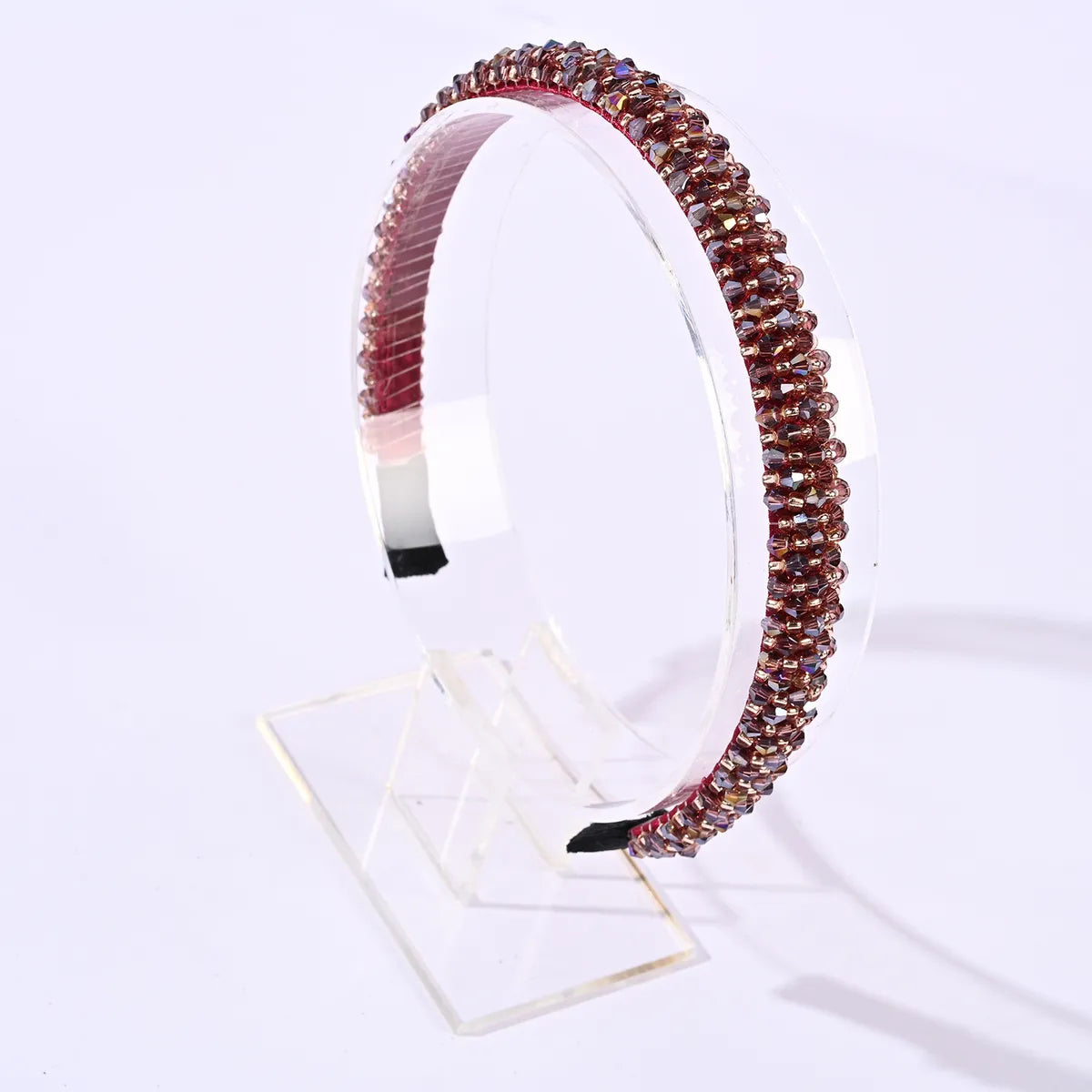 Fashion U Shape Plaid Artificial Crystal Hair Band 1 Piece