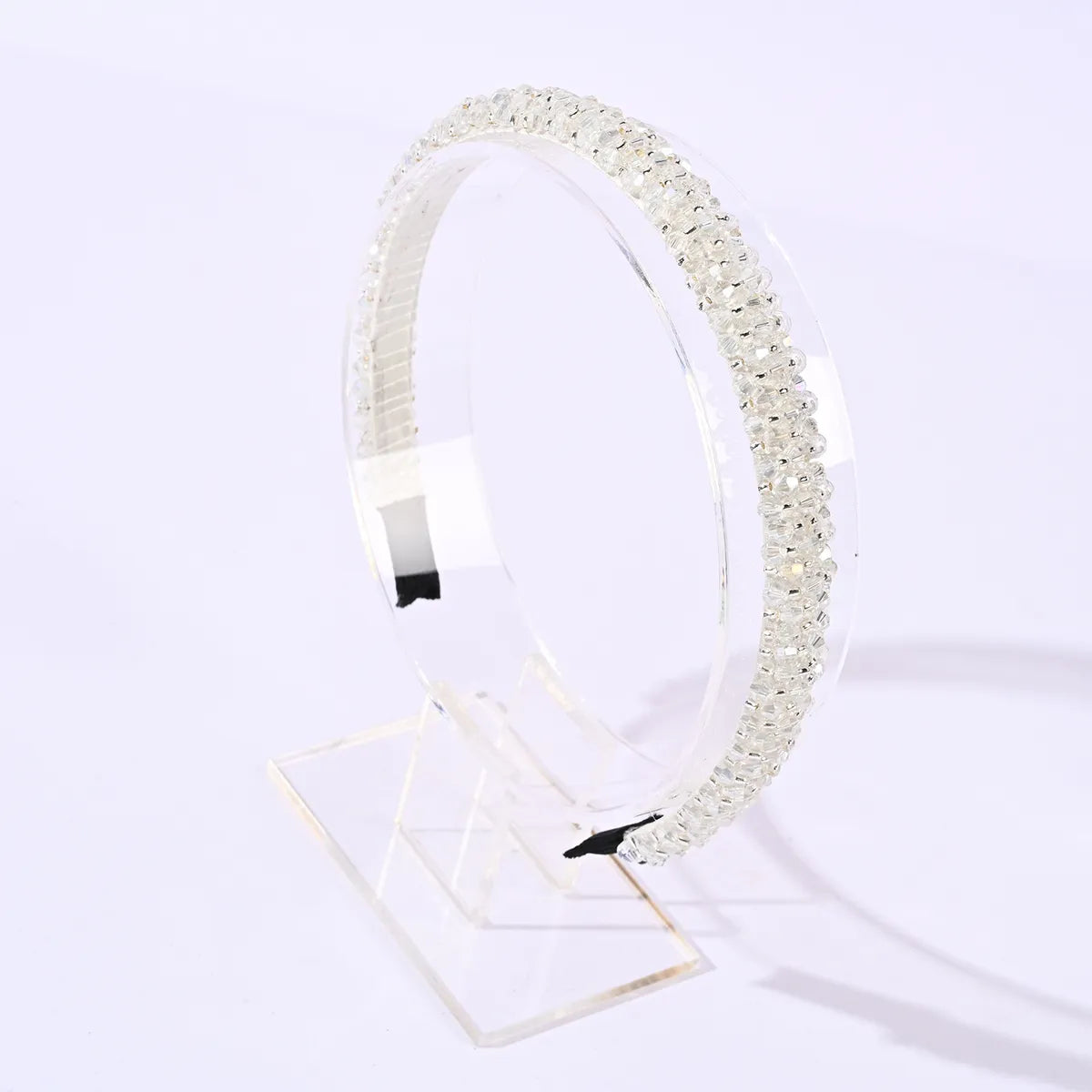 Fashion U Shape Plaid Artificial Crystal Hair Band 1 Piece