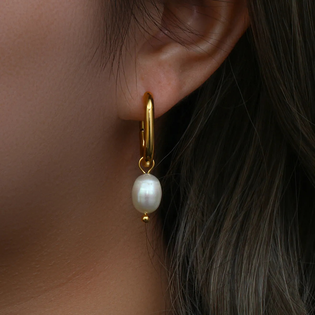 Fashion U Shape Stainless Steel Drop Earrings Pearl Plating Stainless Steel Earrings