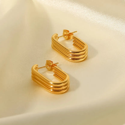 Fashion U Shape Stainless Steel Ear Studs Gold Plated Stainless Steel Earrings