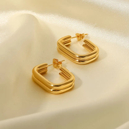 Fashion U Shape Stainless Steel Ear Studs Gold Plated Stainless Steel Earrings