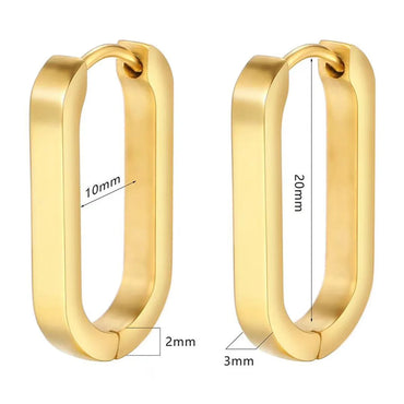 Fashion U Shape Metal 201 Stainless Steel 18K Gold Plated Earrings