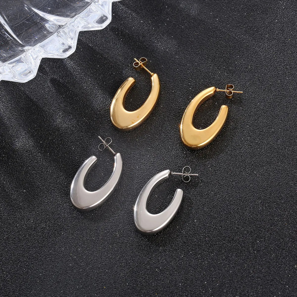 Fashion U Shape Stainless Steel Plating Drop Earrings 1 Pair