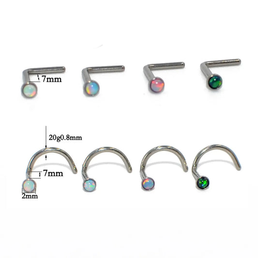 1 Piece Nose Rings & Studs Fashion U Shape Titanium Plating Rhinestones Opal Nose Rings & Studs