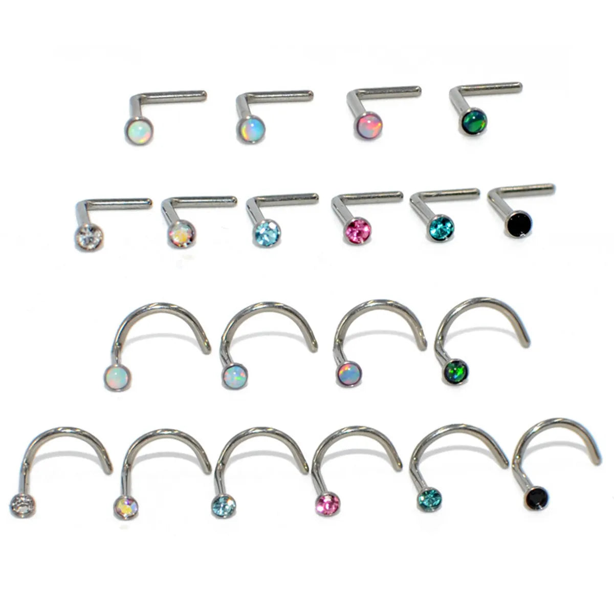 1 Piece Nose Rings & Studs Fashion U Shape Titanium Plating Rhinestones Opal Nose Rings & Studs