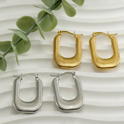 Fashion U Shape Titanium Steel Plating Hoop Earrings 1 Pair