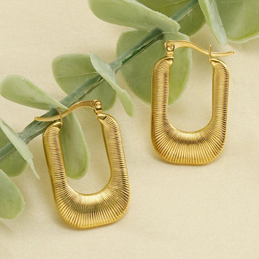 Fashion U Shape Titanium Steel Plating Hoop Earrings 1 Pair