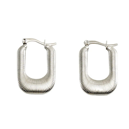 Fashion U Shape Titanium Steel Plating Hoop Earrings 1 Pair