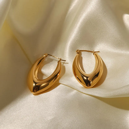 Fashion V Shape Stainless Steel Earrings Gold Plated Stainless Steel Earrings