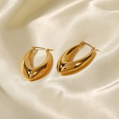 Fashion V Shape Stainless Steel Earrings Gold Plated Stainless Steel Earrings