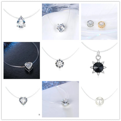 Fashion Variety Of Transparent Zircon Invisible Necklace