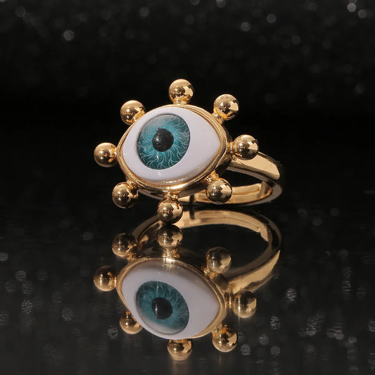 Fashion Vintage Geometric Eye Copper Inlaid Zircon Ring Wholesale Gooddiy