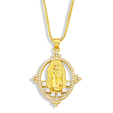 Fashion Virgin Mary Copper Inlaid Zircon Necklace Wholesale