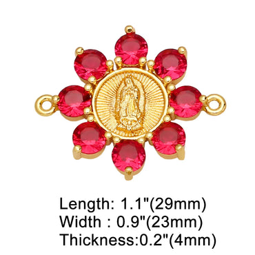 1 Piece Copper Zircon Virgin Mary Flower