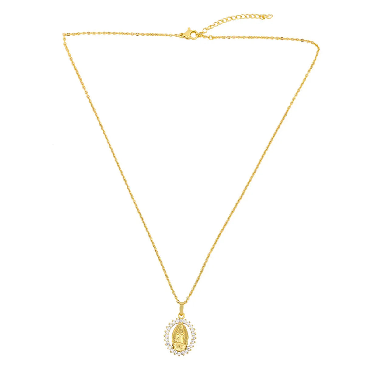 Fashion Virgin Mary Oval Real Gold Plated Necklace Coin Clavicle Chain Wholesale Gooddiy