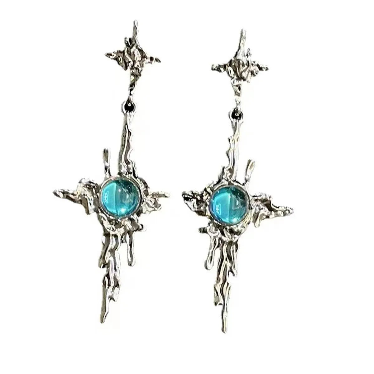 Fashion Water Droplets Alloy Inlay Artificial Gemstones Women's Earrings