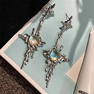 Fashion Water Droplets Alloy Inlay Artificial Gemstones Women's Earrings