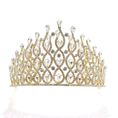 Fashion Water Droplets Alloy Inlay Rhinestones Crown 1 Piece