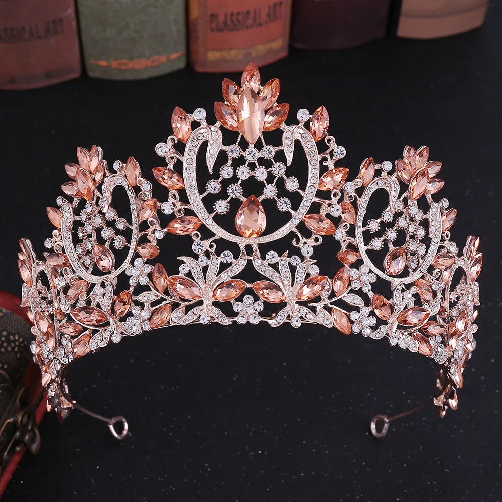 Fashion Water Droplets Alloy Inlay Zircon Crown 1 Piece