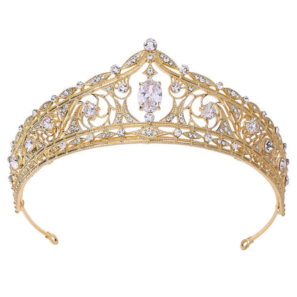 Fashion Water Droplets Alloy Inlay Zircon Crown 1 Piece