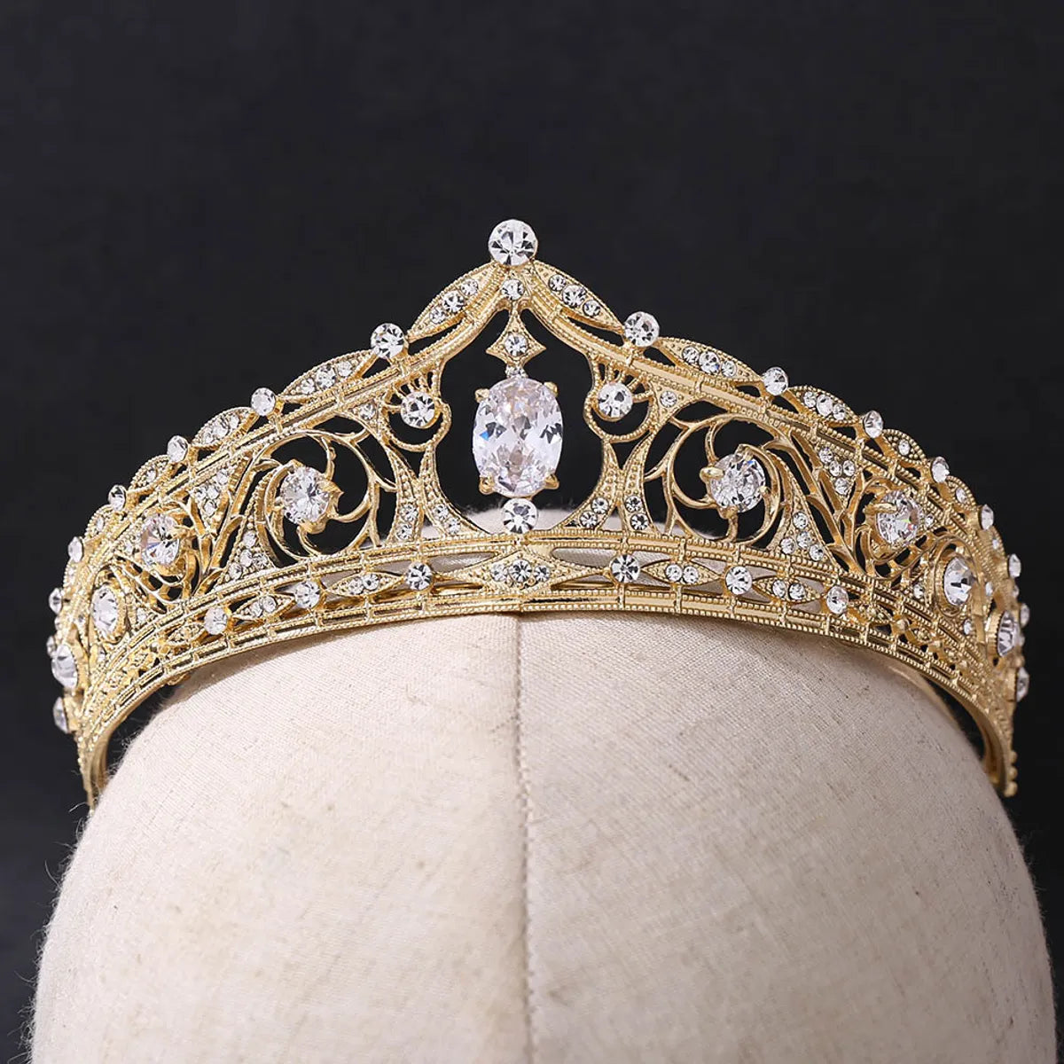 Fashion Water Droplets Alloy Inlay Zircon Crown 1 Piece