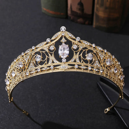 Fashion Water Droplets Alloy Inlay Zircon Crown 1 Piece