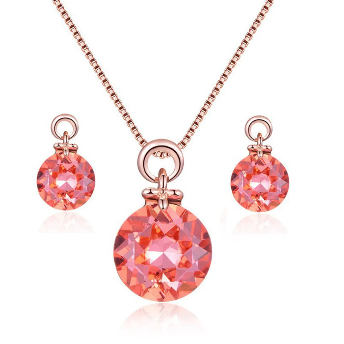 Fashion Water Droplets Alloy Inlay Zircon Women'S Earrings Necklace 1 Set