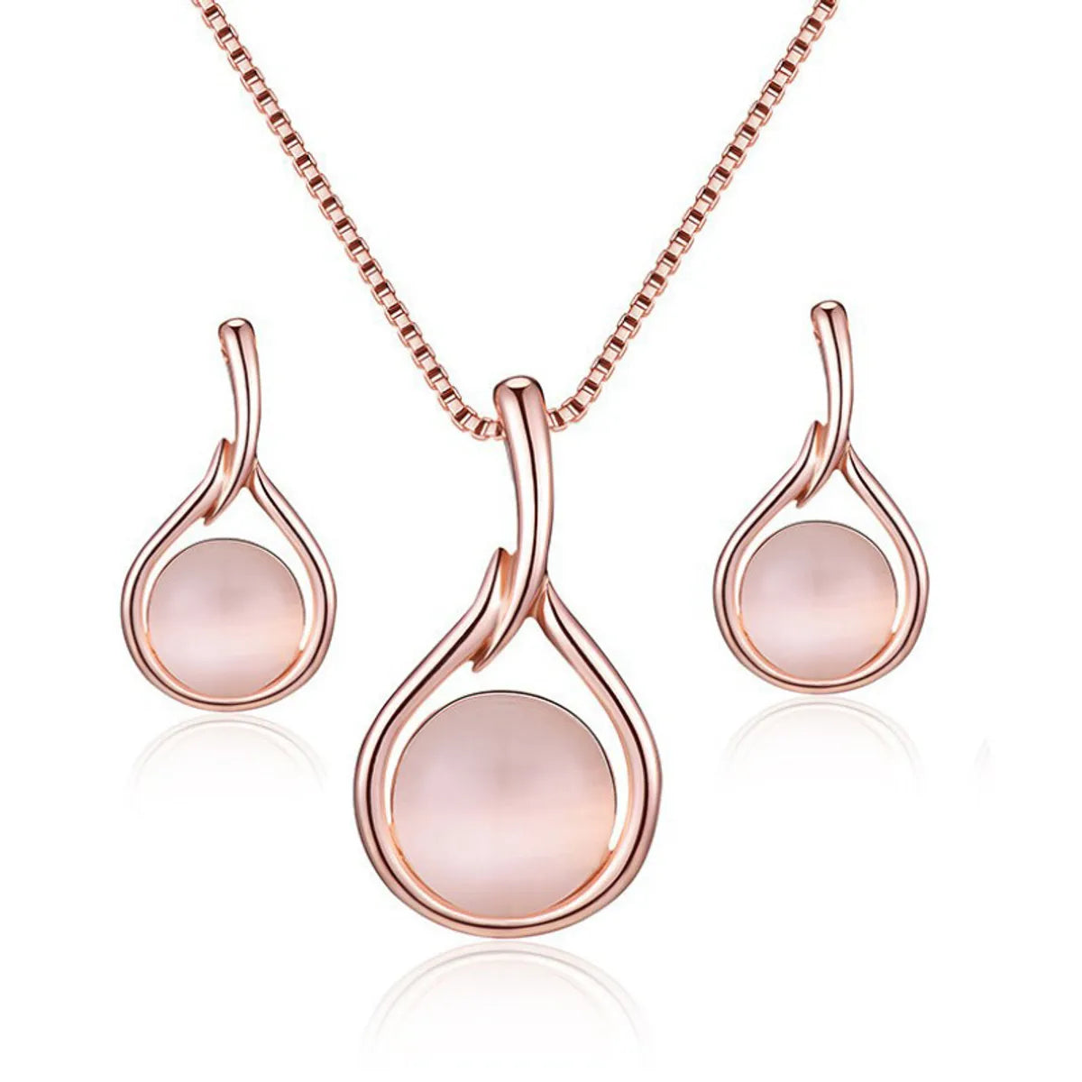 Fashion Water Droplets Alloy Inlay Zircon Women'S Earrings Necklace 1 Set