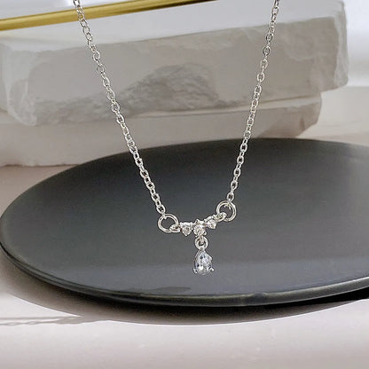 Fashion Water Droplets Alloy Inlay Zircon Women's Pendant Necklace 1 Piece