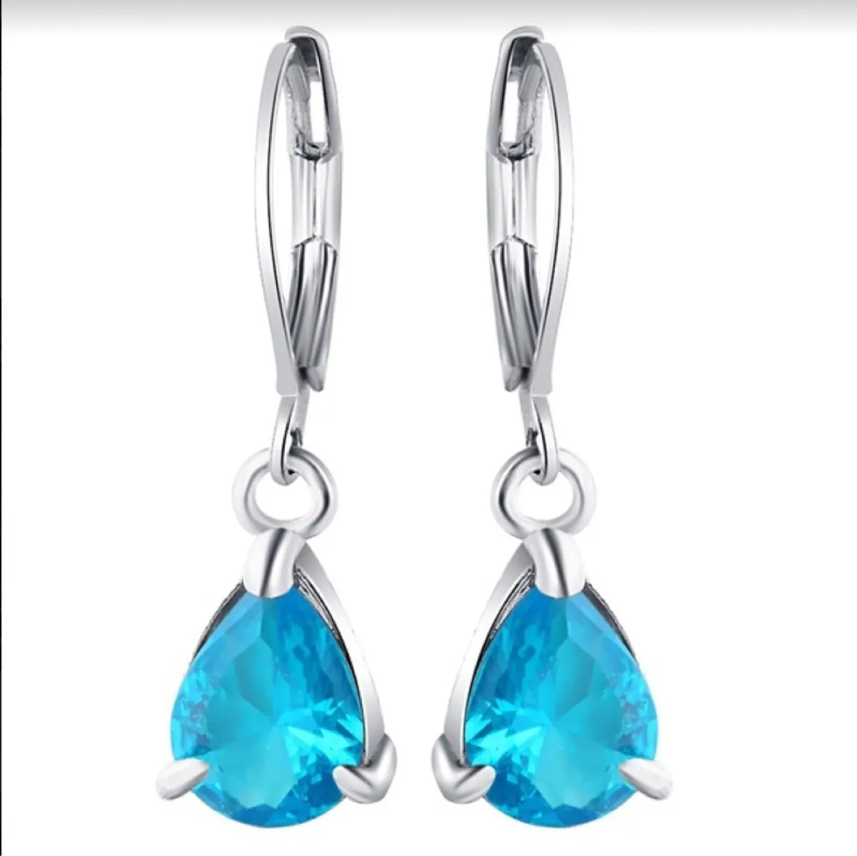 Fashion Water Droplets Alloy Plating Inlay Artificial Gemstones Women'S Drop Earrings 1 Pair