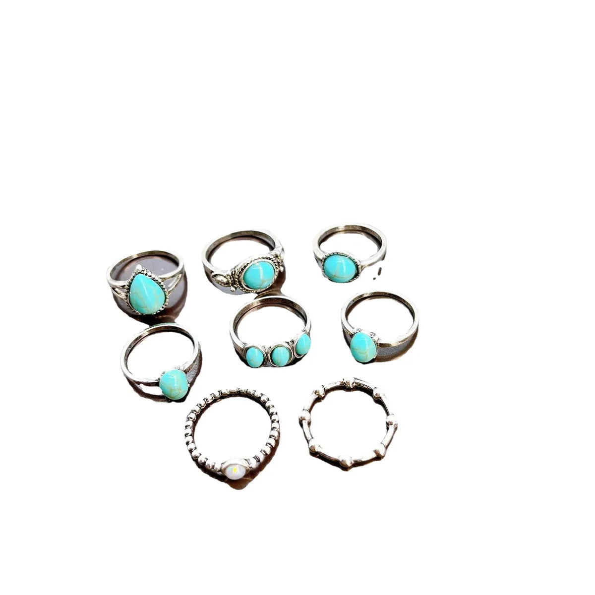 Fashion Water Droplets Alloy Plating Inlay Resin Women's Rings 1 Set