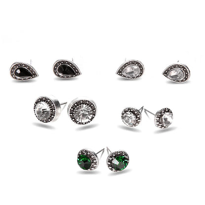 Fashion Water Droplets Alloy Plating Zircon Women's Ear Studs 1 Set