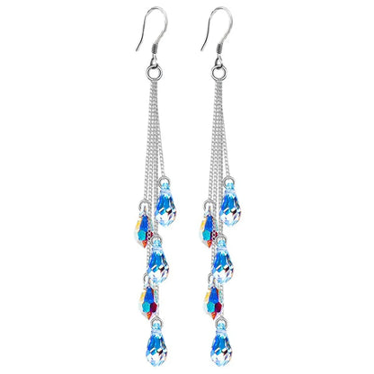 Fashion Water Droplets Artificial Crystal Plating Women'S Drop Earrings 1 Pair