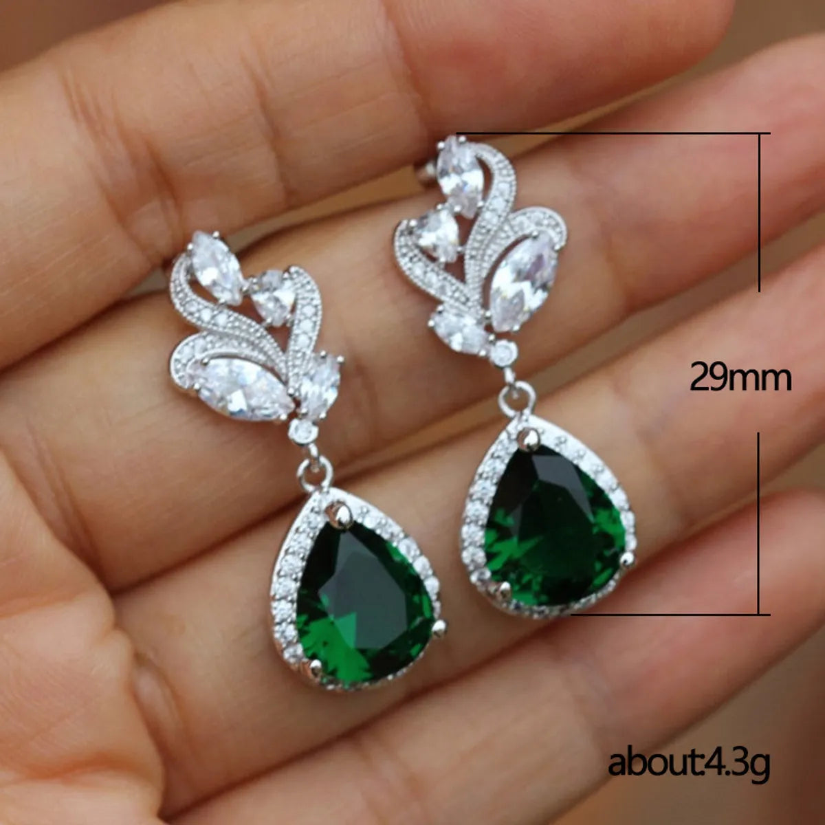 Fashion Water Droplets Copper Drop Earrings Plating Inlay Zircon Copper Earrings