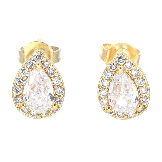 Fashion Water Droplets Copper Plating Zircon Ear Studs 1 Pair